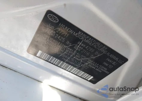 2012 Hyundai Sonata Gls из США, поврежденный, VIN 5NPEB4AC9CH324572